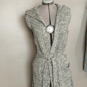 Cozy Wool Sleeveless Duster with Hood - Size L